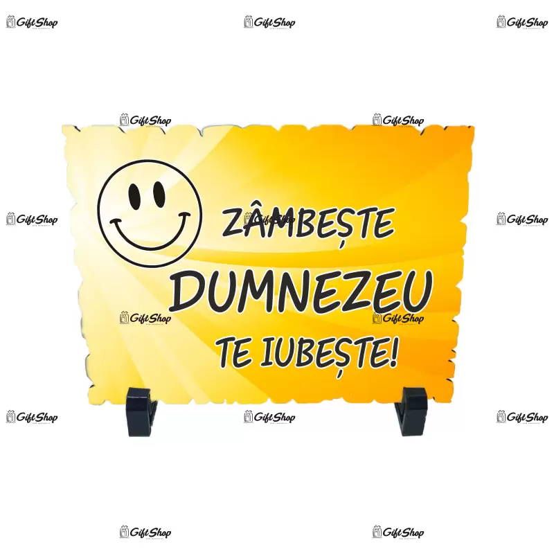 Zambeste dumnezeu te iubeste, placheta cu mesaj, model a